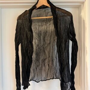 Issey Miyake Pleated Button Down Sheer Button Down Shirt